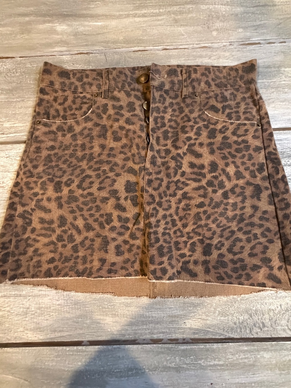 Olivaceous Leopard-Print Mini Skirt in Brown and Black